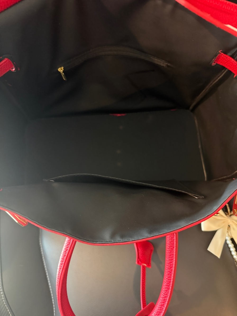 Red Leather Top-Handle Women’s Tote - Picture 3 of 5